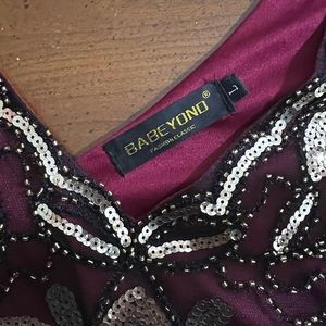 Babeyond | Wine colored  with Lace and sequins on top | Size Large